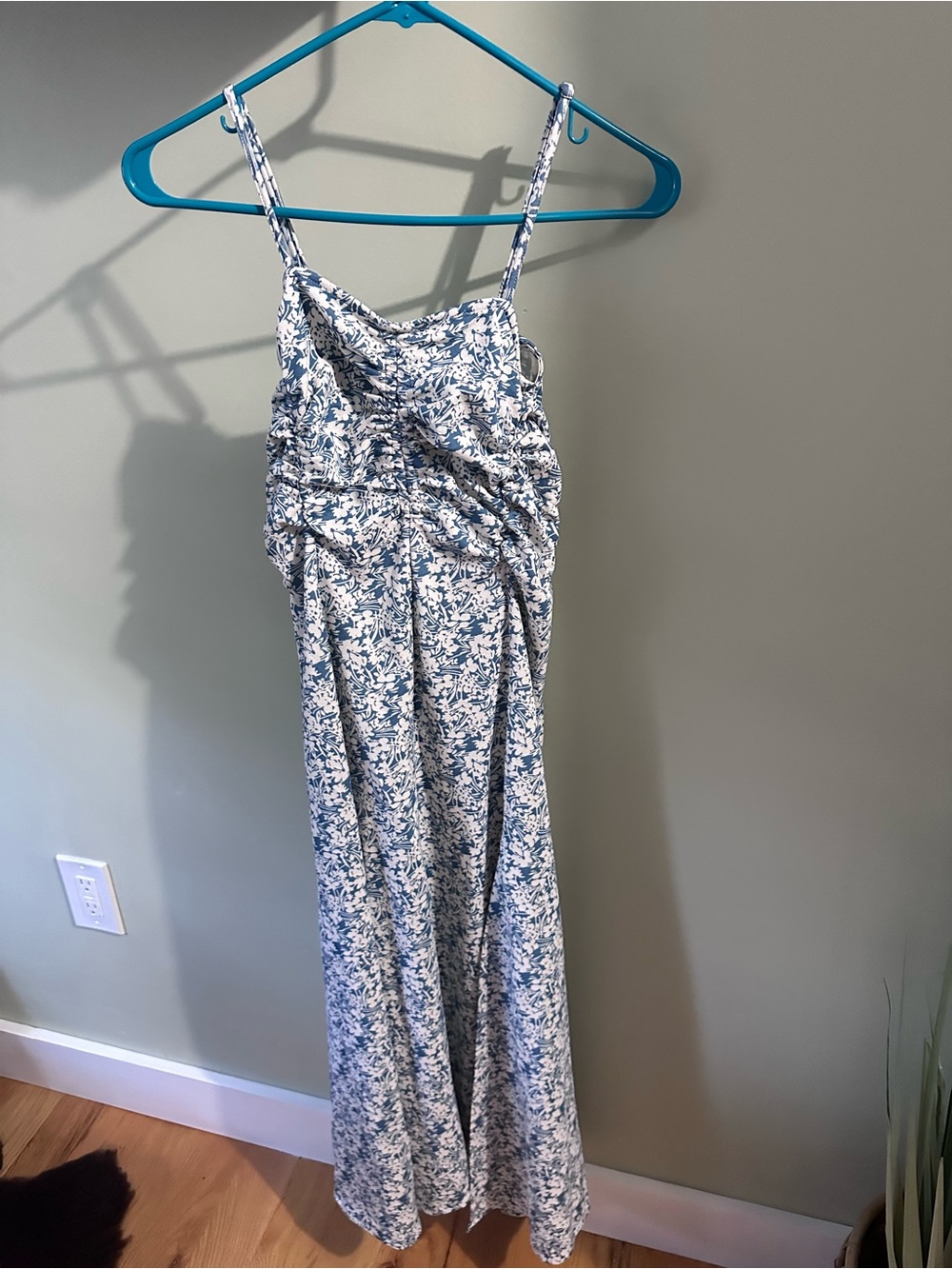 Love Riche Blue & White Floral Spaghetti-Strap Jumpsuit